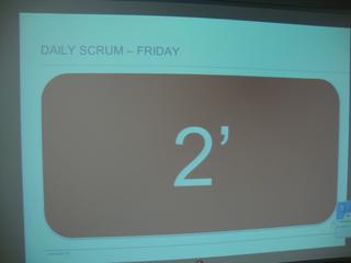 Agile Software Factory Boot Camp mit der FH Aachen, Präsentation, Daily Scrum Friday