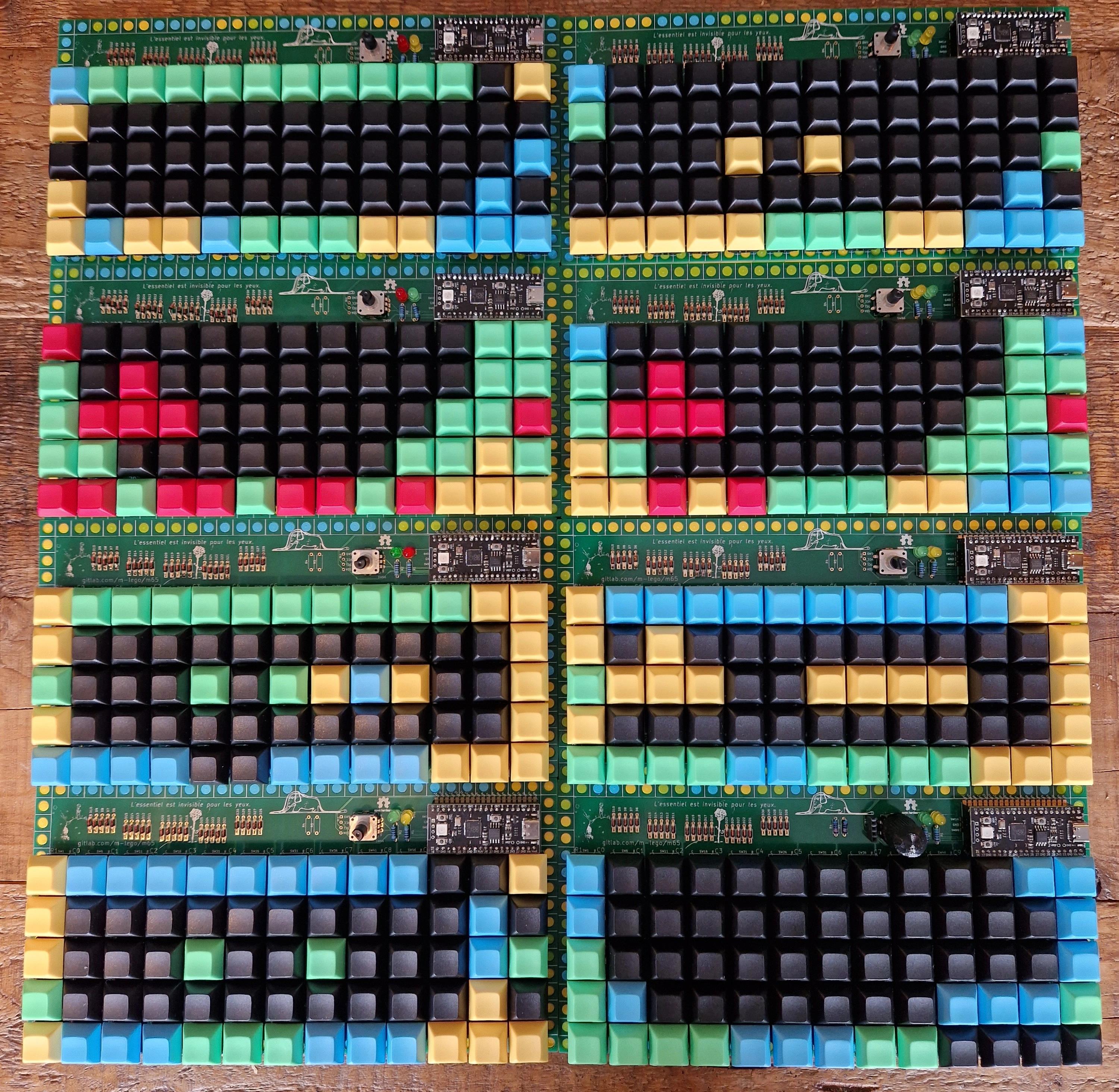 Acht der 15 selbstgebauten Tastaturen